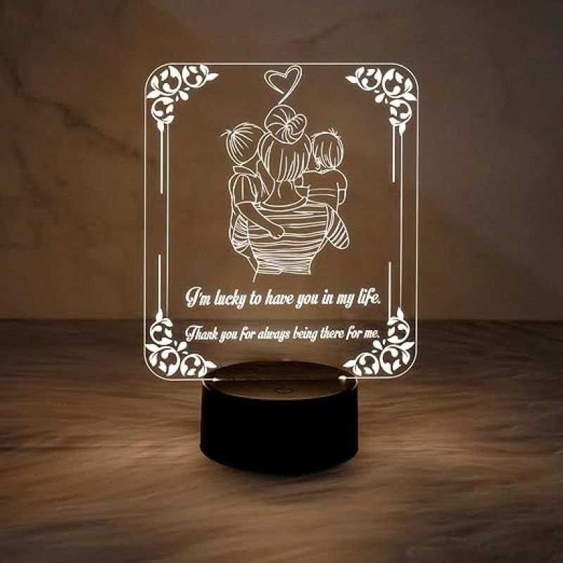 Acrylic Engraved Night Lamp with Warm White Light  Best Gift for Mother  Mothers Day Gift for Mom  Birthday Gift for Mom