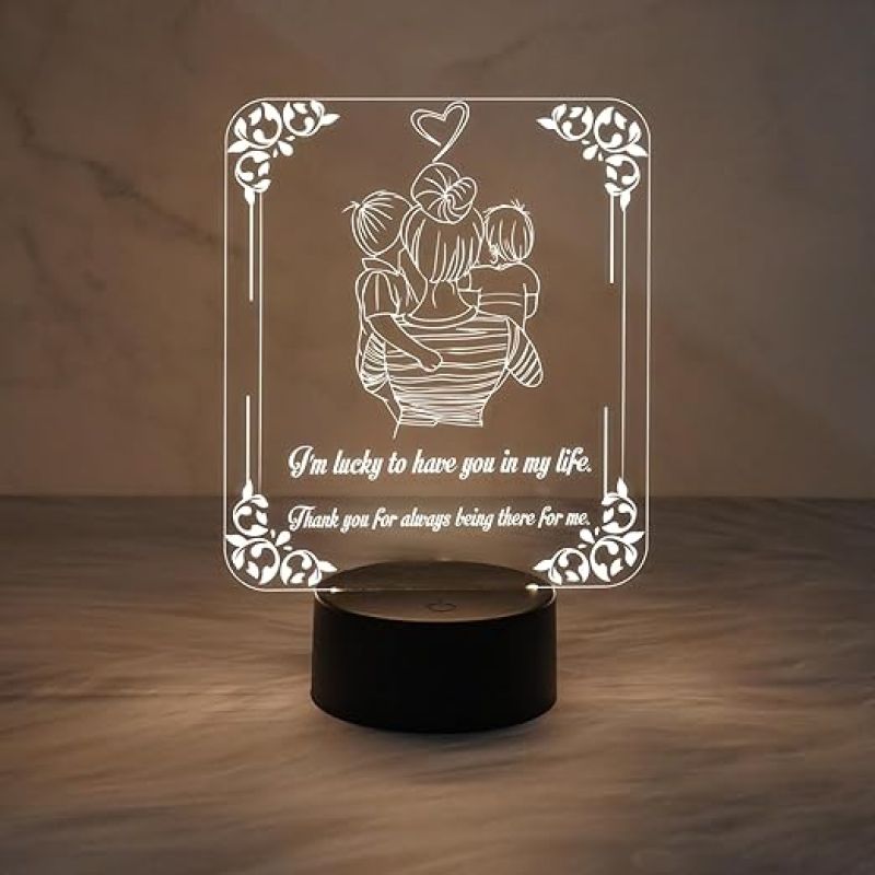 Acrylic Engraved Night Lamp with Warm White Light  Best Gift for Mother  Mothers Day Gift for Mom  Birthday Gift for Mom