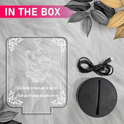 Acrylic Engraved Night Lamp with Warm White Light  Best Gift for Mother  Mothers Day Gift for Mom  Birthday Gift for Mom