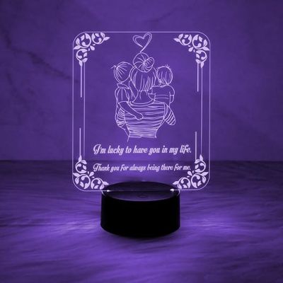 Acrylic Engraved Night Lamp with Automatic Color Changing Light  Best Gift for Mother  Mothers Day Gift for Mom  Birthday Gift for Mom