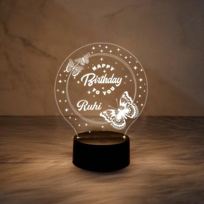 Personalized Happy Birthday to You Acrylic Night Lamp with Warm White Light  Customized with Name  Birthday Gift for Wife Girlfriend Friends