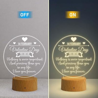 3D Illusion Happy Valentine Day Gift Lamp with Warm White Light  Gift for Valentine Day for Boyfriend Girlfriend Husband Wife
