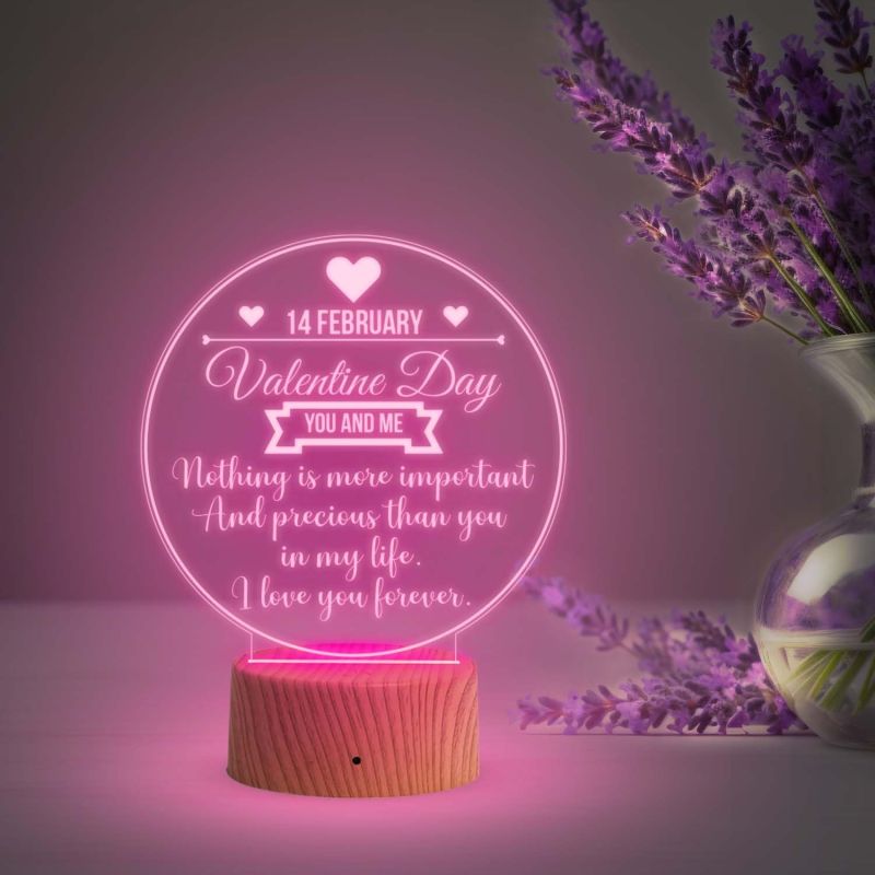 3D Illusion Happy Valentine Day Gift Lamp with Automatic Color Changing Light  Gift for Valentine Day for Boyfriend Girlfriend Husband Wife