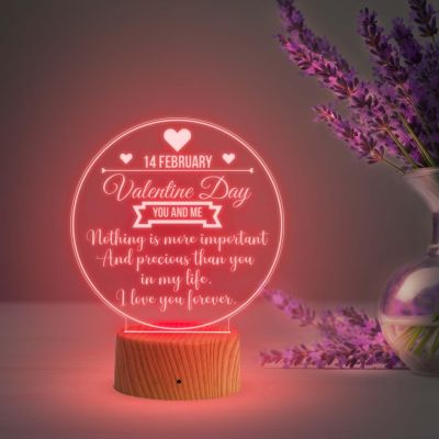 3D Illusion Happy Valentine Day Gift Lamp with Automatic Color Changing Light  Gift for Valentine Day for Boyfriend Girlfriend Husband Wife