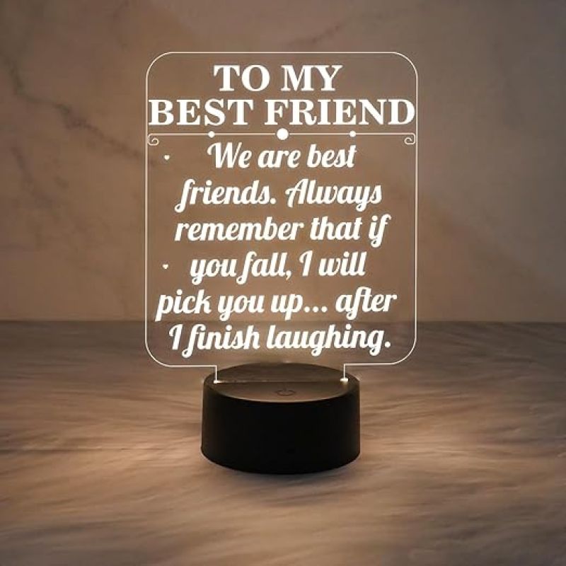 to My Best Friend Gift Night Lamp  Friends Night Light for Best Friend Sister Brother  Warm White Light Desk Table Lamp