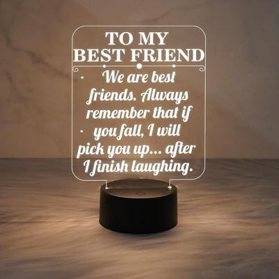 to My Best Friend Gift Night Lamp  Friends Night Light for Best Friend Sister Brother  Warm White Light Desk Table Lamp