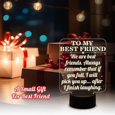 to My Best Friend Gift Night Lamp  Friends Night Light for Best Friend Sister Brother  Warm White Light Desk Table Lamp