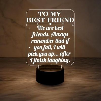 to My Best Friend Gift Night Lamp  Friends Night Light for Best Friend Sister Brother  Warm White Light Desk Table Lamp