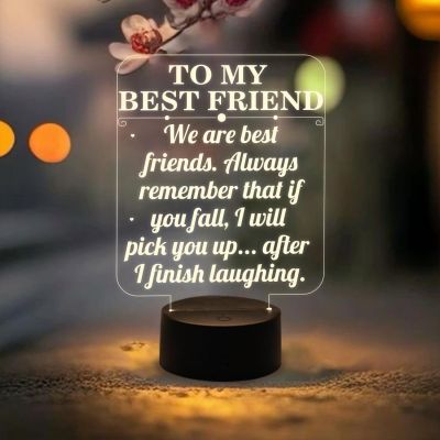 to My Best Friend Gift Night Lamp  Friends Night Light for Best Friend Sister Brother  Warm White Light Desk Table Lamp