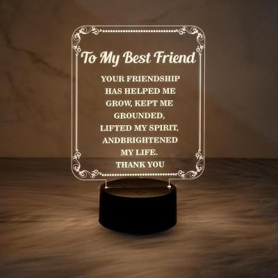 to My Friend Gift 3D Night Light Thank You Gift for Friend 3D Illusion Lamp for Friend Sister Brothers  Birthday Gift for Friend  Friendship Day Gift (Warm White Light)