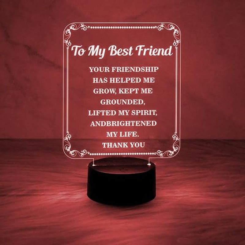 to My Friend Gift 3D Night Light Thank You Gift for Friend 3D Illusion Lamp for Friend Sister Brothers  Birthday Gift for Friend  Friendship Day Gift (Multicolored Light)