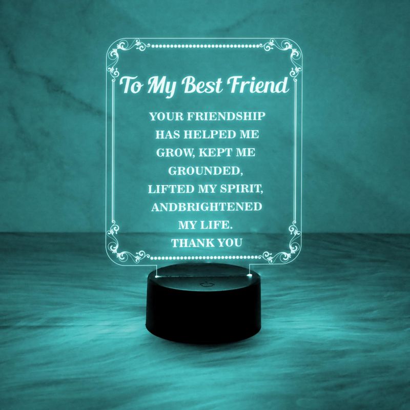 to My Friend Gift 3D Night Light Thank You Gift for Friend 3D Illusion Lamp for Friend Sister Brothers  Birthday Gift for Friend  Friendship Day Gift (Multicolored Light)