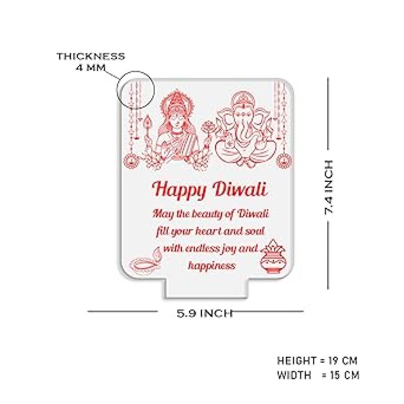Laxmi Ganesh God Night Lamp with Happy Diwali Engraved Desk Table Lamp  Blessing Gift for Diwali  Diwali Gift for Employees  Diwali Gift for Family  Multicolored Light