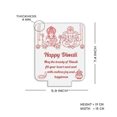 Laxmi Ganesh God Night Lamp with Happy Diwali Engraved Desk Table Lamp  Blessing Gift for Diwali  Diwali Gift for Employees  Diwali Gift for Family  Multicolored Light