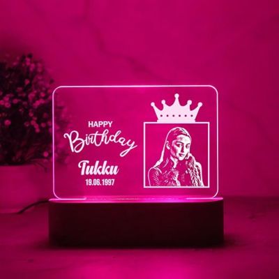 Happy Birthday LED Lamp Customized with Photo Name & Date  7 Color Changing Light  Gift for Birthday  Gift for Sister Friend Parents