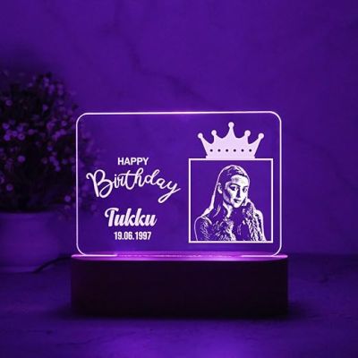 Happy Birthday LED Lamp Customized with Photo Name & Date  7 Color Changing Light  Gift for Birthday  Gift for Sister Friend Parents