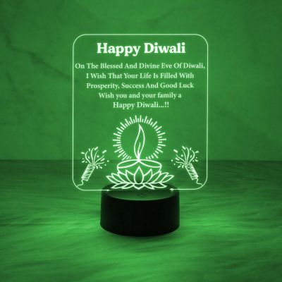 Happy Diwali Engraved Night  Diwali Blessing Gift for Family & Office Friends  7 Color Changing Light  Home Decor Light
