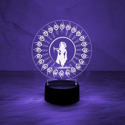 3D Illusion Lord Krishna Night Lamp with Automatic Color Changing Light  Home & Office Decor Light & Blessing Gift