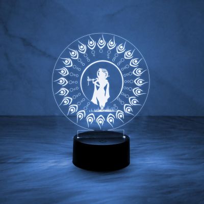 3D Illusion Lord Krishna Night Lamp with Automatic Color Changing Light  Home & Office Decor Light & Blessing Gift