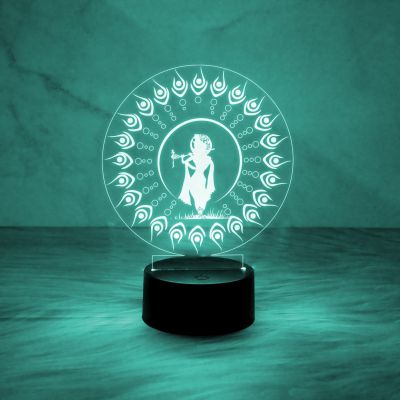 3D Illusion Lord Krishna Night Lamp with Automatic Color Changing Light  Home & Office Decor Light & Blessing Gift