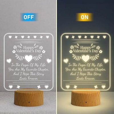 Happy Valentine Day Gift for Your Soulmate | Valentine Day Gift for Husband Wife Girlfriend Boyfriend  Warm White Light for Bedroom  Engraved Night Lamp  Love Lamp Light