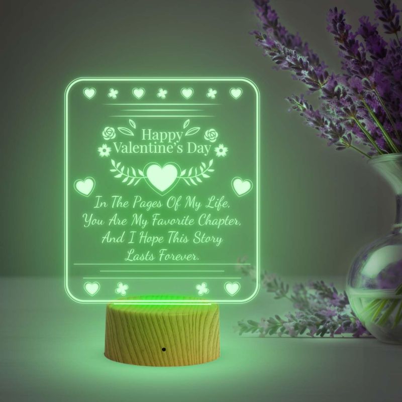 Happy Valentine Day Gift for Your Soulmate  Valentine Day Gift for Husband Wife Girlfriend Boyfriend 7 Color Changing Light for Bedroom  Engraved Night Lamp  Love Lamp Light