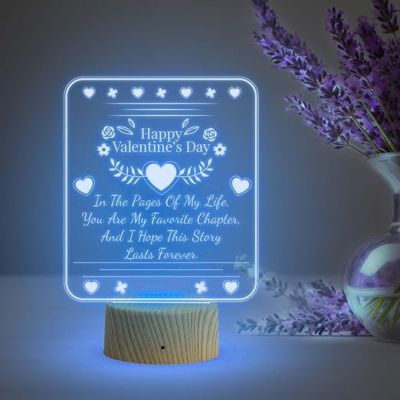 Happy Valentine Day Gift for Your Soulmate  Valentine Day Gift for Husband Wife Girlfriend Boyfriend 7 Color Changing Light for Bedroom  Engraved Night Lamp  Love Lamp Light