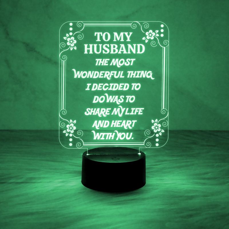 Gift for Husband Engraved Quote Night Lamp with Automatic Color Changing Light Express Your Love for Husband  Birthday Gift for Husband