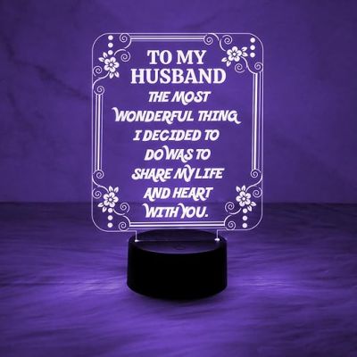 Gift for Husband Engraved Quote Night Lamp with Automatic Color Changing Light Express Your Love for Husband  Birthday Gift for Husband