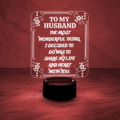 Gift for Husband Engraved Quote Night Lamp with Automatic Color Changing Light Express Your Love for Husband  Birthday Gift for Husband