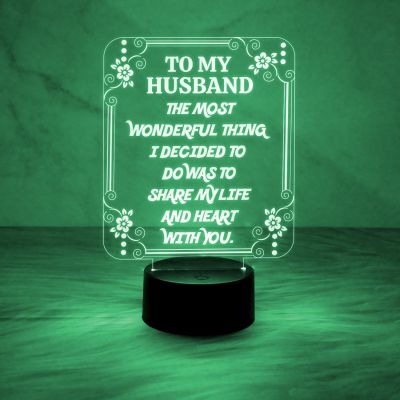 Gift for Husband Engraved Quote Night Lamp with Automatic Color Changing Light Express Your Love for Husband  Birthday Gift for Husband