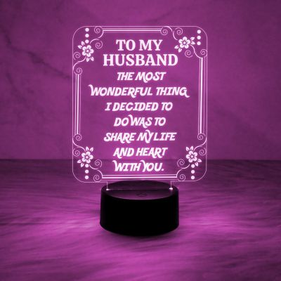 Gift for Husband Engraved Quote Night Lamp with Automatic Color Changing Light Express Your Love for Husband  Birthday Gift for Husband