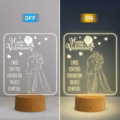 I Will Love You Forever for The Rest of My Life Engraved Night Lamp  Happy Valentine Day Gift Lamp Warm White Light Valentine Gift for Someone Special