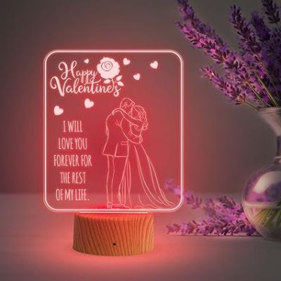 I Will Love You Forever for The Rest of My Life Engraved Night Lamp  Happy Valentine Day Gift Lamp Automatic Color Changing Light  Valentine Gift for Someone Special