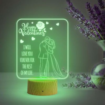 I Will Love You Forever for The Rest of My Life Engraved Night Lamp  Happy Valentine Day Gift Lamp Automatic Color Changing Light  Valentine Gift for Someone Special