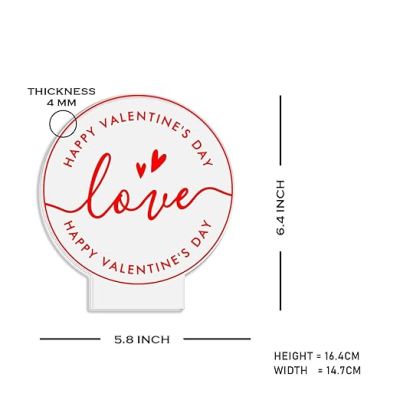 Happy Valentine Day Love Engraved Night Lamp with Warm White Light  Best Gift for Valentine Day  Gift for Husband Wife  Express Your Love for Loveable Person