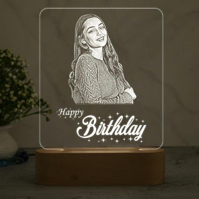 Personalized Gift for Birthday Customized with Photo  Warm White Light  Birthday Gift for Wife & Husband  Gift for Friend  Happy Birthday Led Table Lamp