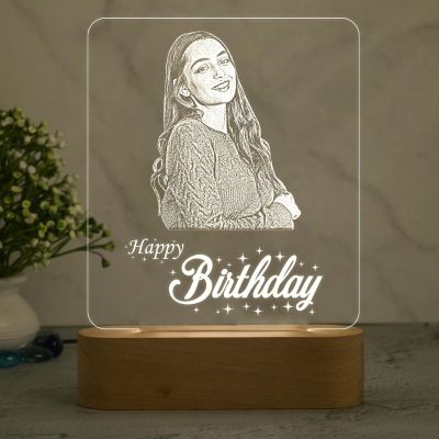 Personalized Gift for Birthday Customized with Photo  Warm White Light  Birthday Gift for Wife & Husband  Gift for Friend  Happy Birthday Led Table Lamp