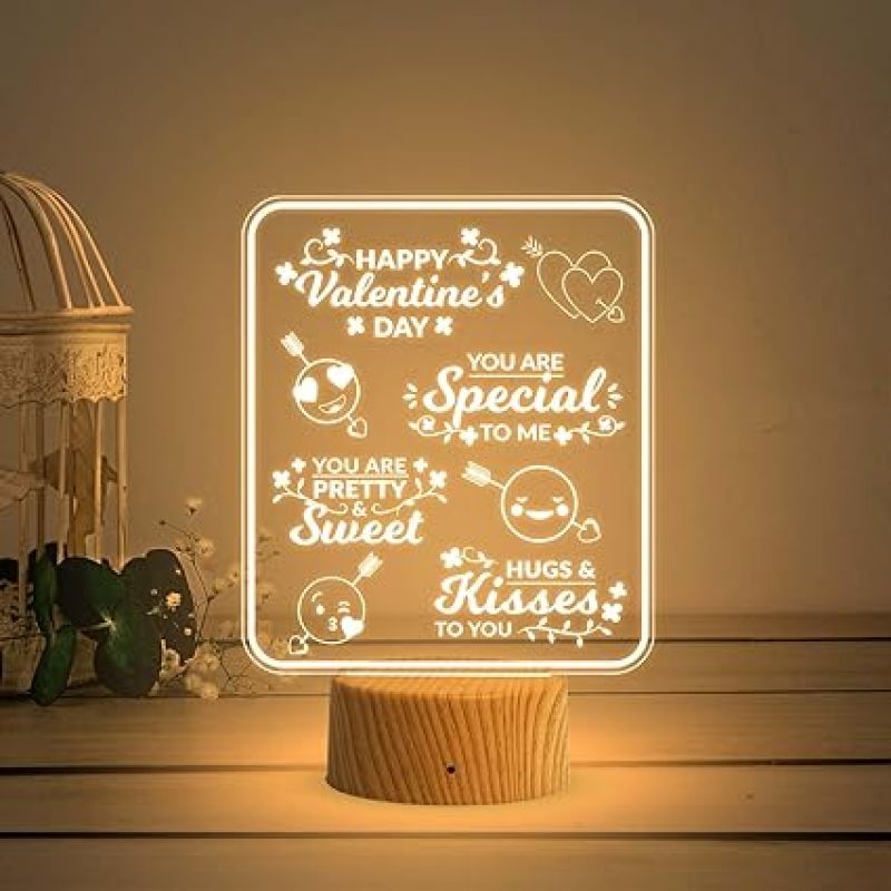 Happy Valentine Day Gift Lamp with Warm White Light  Gift for Someone Special  Valentine Day Gift for Girlfriend Wife