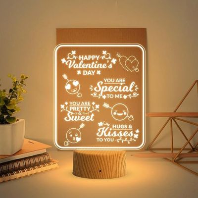 Happy Valentine Day Gift Lamp with Warm White Light  Gift for Someone Special  Valentine Day Gift for Girlfriend Wife