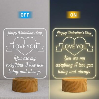 Happy Valentine Day Gift Lamp I Love You Led Light with Warm White Light  Gift for Someone Special  Gift for Girlfriend Boyfriend Wife Husband