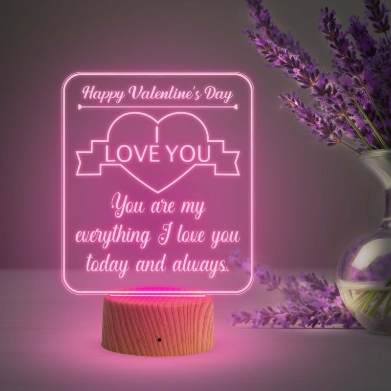 Happy Valentine Day Gift Lamp I Love You Led Light with Automatic Color Changing Light  Gift for Someone Special  Gift for Girlfriend Boyfriend Wife Husband