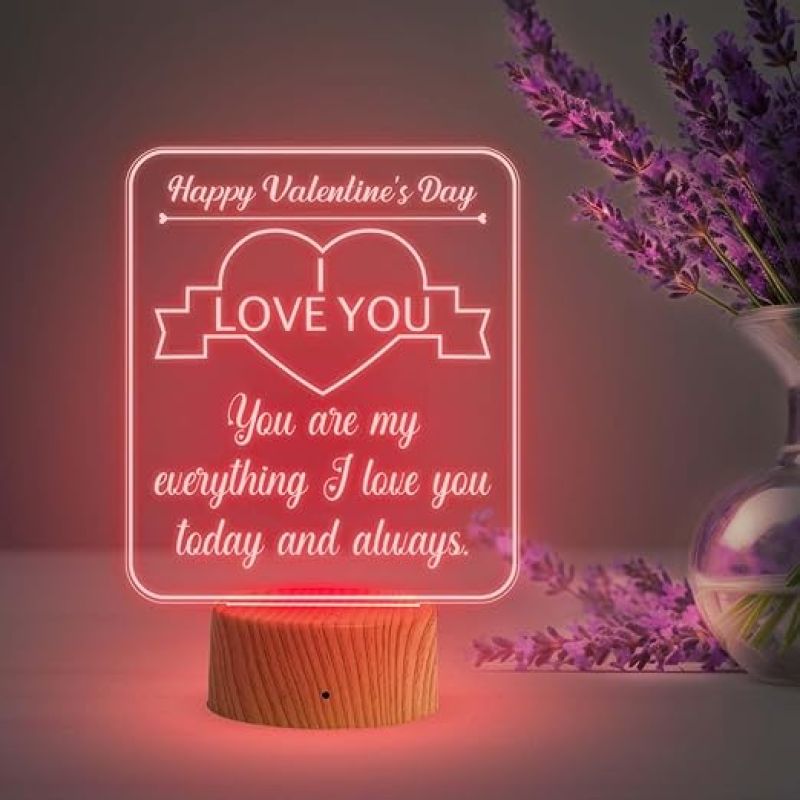 Happy Valentine Day Gift Lamp I Love You Led Light with Automatic Color Changing Light  Gift for Someone Special  Gift for Girlfriend Boyfriend Wife Husband