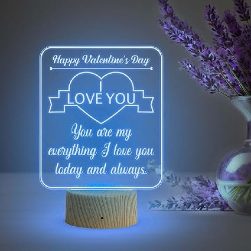 Happy Valentine Day Gift Lamp I Love You Led Light with Automatic Color Changing Light  Gift for Someone Special  Gift for Girlfriend Boyfriend Wife Husband