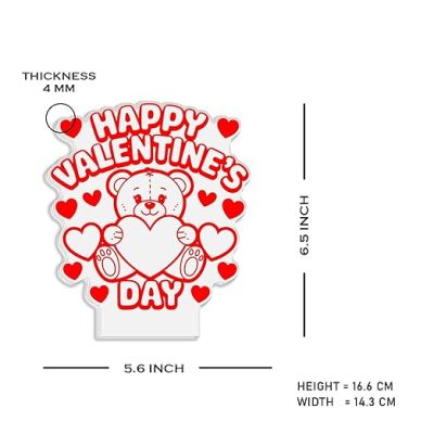 Cute Teddy Happy Valentine's Day Gift Night Lamp with Warm White Light  Gift for Teddy Day  Valentine Day Gift Lamp for Girlfriend Boyfriend