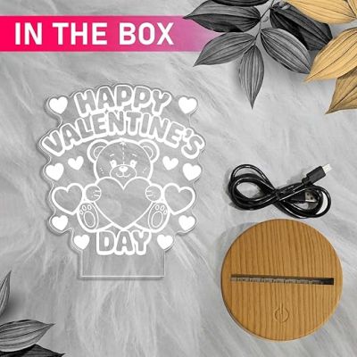 Cute Teddy Happy Valentine's Day Gift Night Lamp with Warm White Light  Gift for Teddy Day  Valentine Day Gift Lamp for Girlfriend Boyfriend