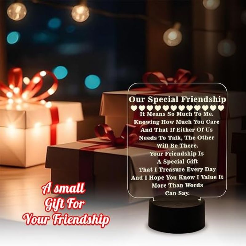 Our Special Friendship Engraved Quote Night Lamp with Warm White Light  Birthday Gift for Special Friend  Gift for Bestie  Memorable Gift