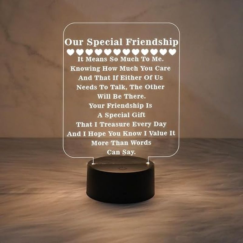 Our Special Friendship Engraved Quote Night Lamp with Warm White Light  Birthday Gift for Special Friend  Gift for Bestie  Memorable Gift