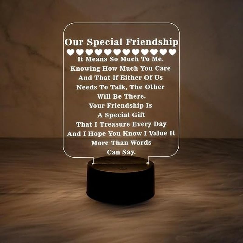 Our Special Friendship Engraved Quote Night Lamp with Warm White Light  Birthday Gift for Special Friend  Gift for Bestie  Memorable Gift