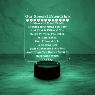 Our Special Friendship Engraved Quote Night Lamp with 7 Color Changing Light  Birthday Gift for Special Friend  Gift for Bestie  Memorable Gift